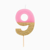 Vela 9 Rosa Dourado Glitter